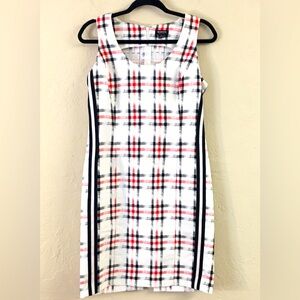 Worth New York Sleeveless Checkered Dress 2 White Black Workwear Office